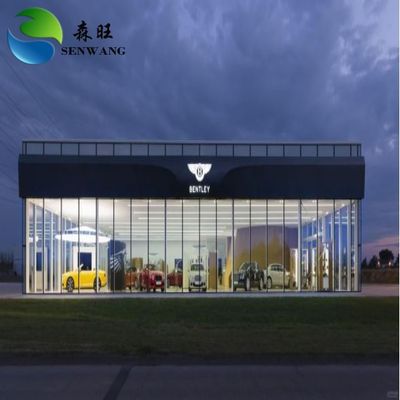 قاعة عرض السيارات المجهزة مسبقاً ومستودع صناعة الفولاذ عالية الجودة قاعة معرض مع باب متحرك / متدحرج